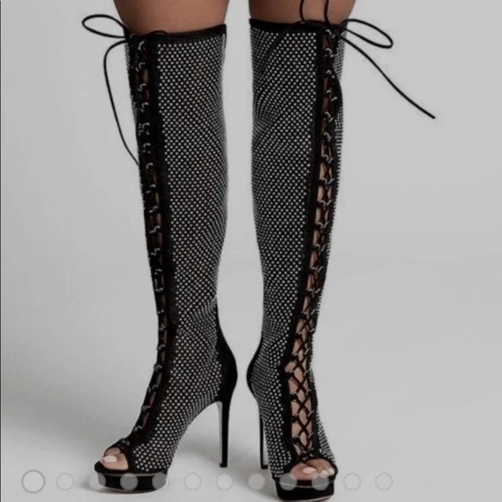 JLO OTK BOOT over the knees size stiletto peep toe 7.5 boots